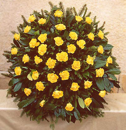Virágposta - Koszorú sárga rózsákkal