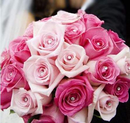 Virágposta - Pink rózsák Swarovski kristályokkal