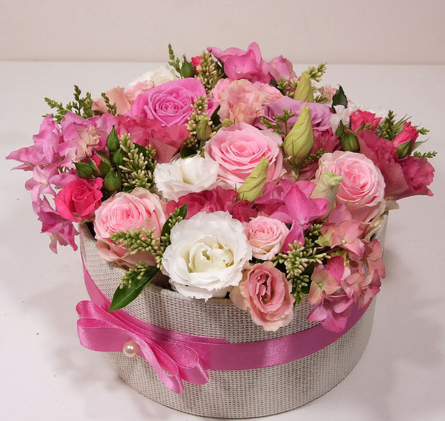 Virágposta - Varázsdoboz pink rózsákkal - rózsabox