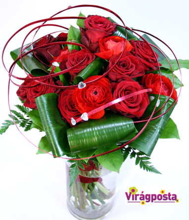 Virágposta - Szédület! - csokor vörös rózsákkal